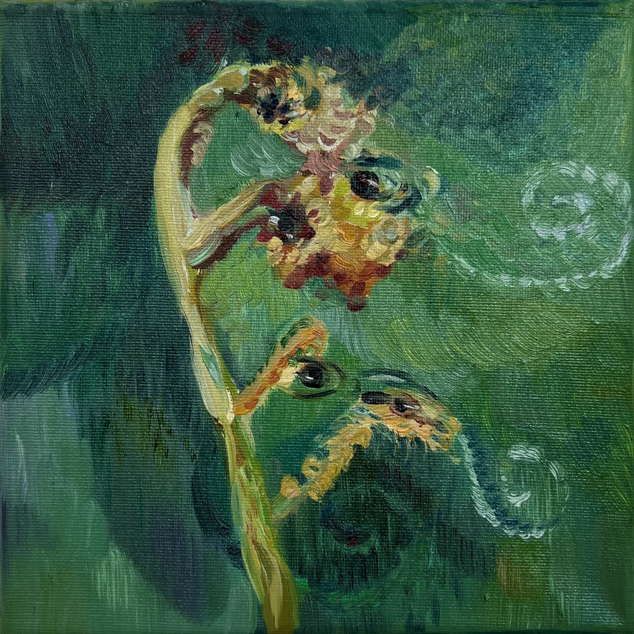 Tube Gallery YaYa Yajie Liang Open My Eyes Oil on canvas 20x20cm 2025 Grande