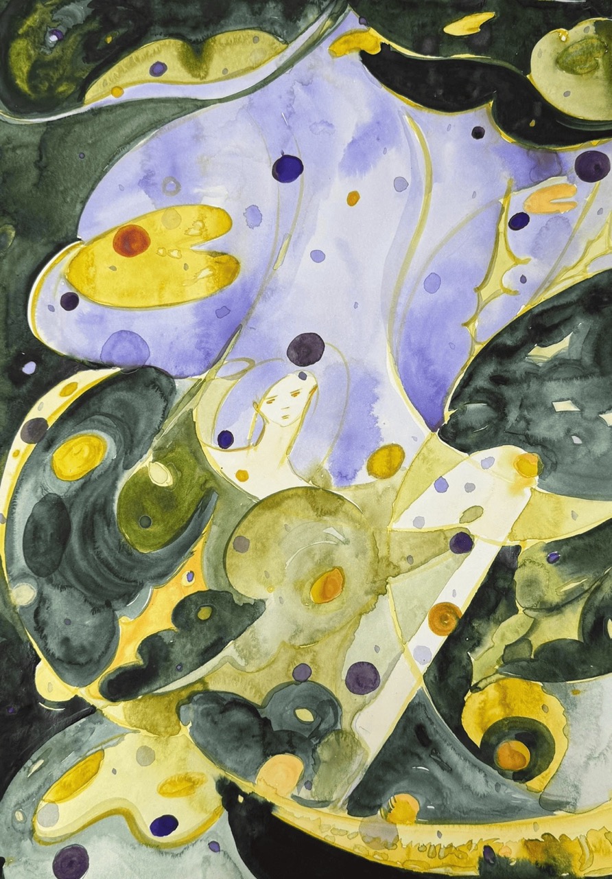 Tube Gallery Yulia Iosilzon Purple Clouds Shadow Watercolour on paper 42 x 29.7 cm 2025 Grande