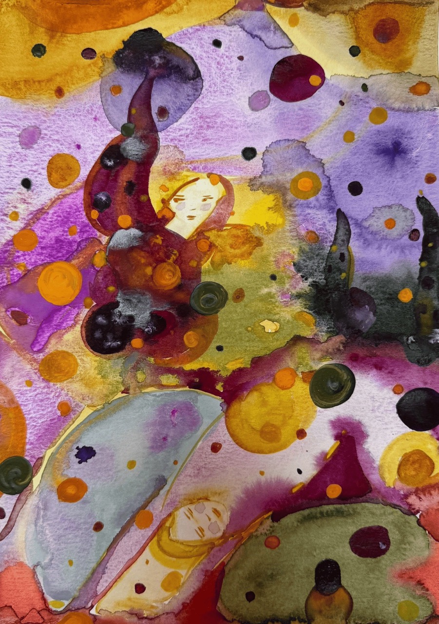 Tube Gallery Yulia Iosilzon Two Moons Watercolour on paper 21 x 29.7cm 2025 Grande